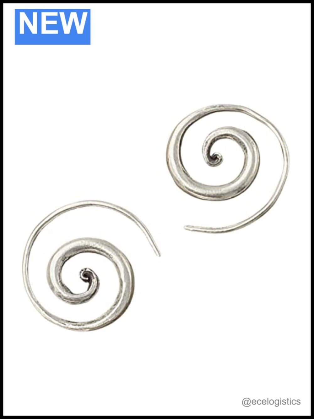 Sterling Silver Spiral Hoop Earrings Minimalist Handmade Tribal